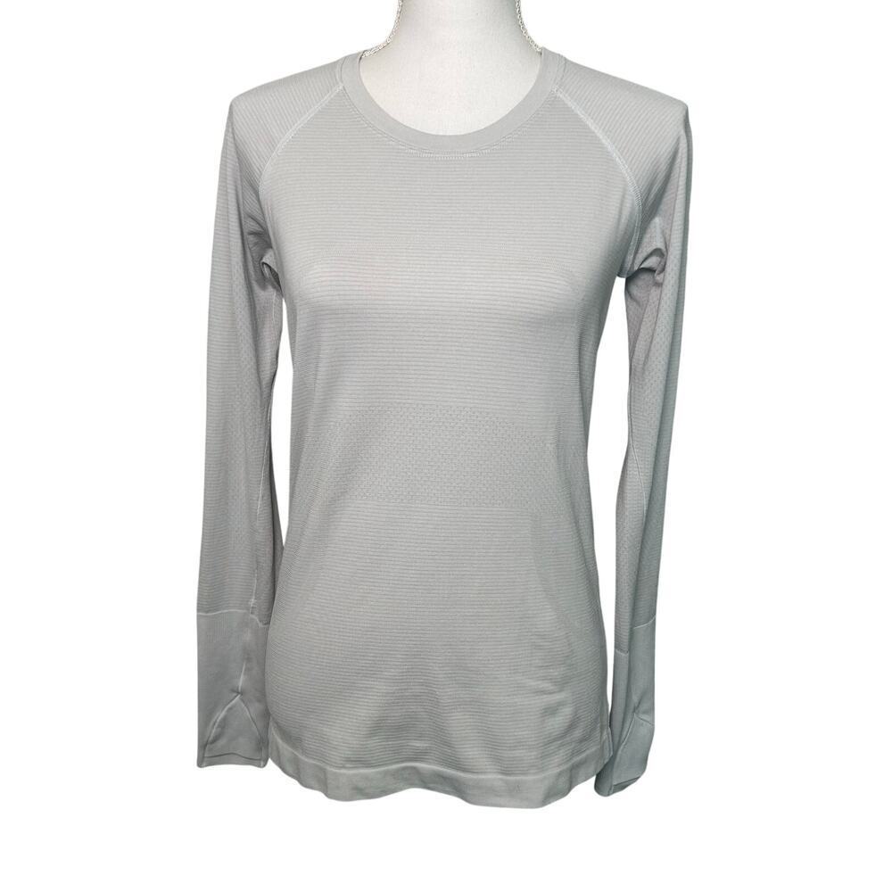 Lululemon women's gray swiftly tech long sleeve thumb holes size 8